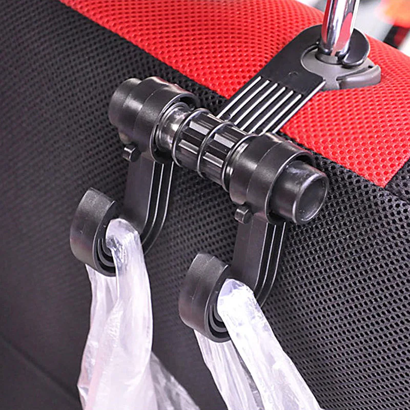 Universal Black Car Back Seat Hooks for Bag Coat Purse Grocery Auto