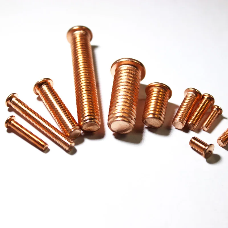 

copper coated mild steel threaded capacitor discharge CD weld studs M2.5 M3 M4 M5