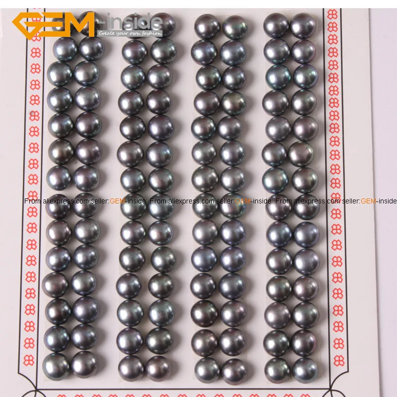 

6mm Cultured Pearl Beads Black Pink White Pearl beads Half Drilling Earrings Wholesale 52 Pairs Wholesale