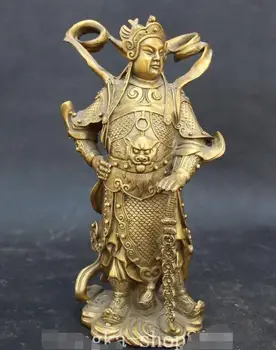 

9" Tibet Buddhism Bronze Station Veda bodhisattva Wei-tuo skanda Buddha Statue