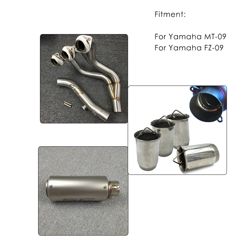

Motorcycle Full Set Exhaust Muffler Systems Middle Front Link Pipe Connector with Catalyst For Yamaha MT-09 FZ-09 MT09 MT 09 FZ