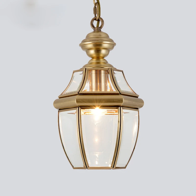 

American All Copper Pendant lamp Balcony Aisle Light Entrance Pendant Light European Balcony Corridor Aisle Crown Lamp Bar F094
