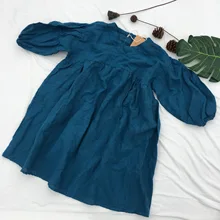 Платье для девочек; весеннее детское льняное платье в корейском и японском стиле для девочек; детская одежда принцессы для девочек