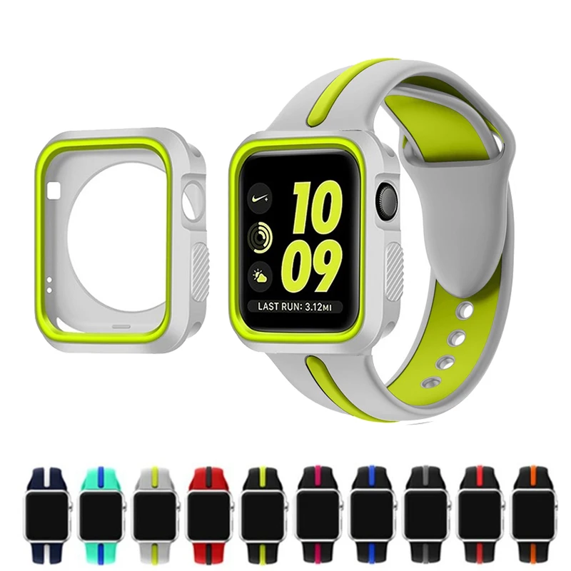 Силиконовый спортивный ремешок для Apple watch чехол correas 42 мм 38 iwatch 3 2 1 наручные ленты