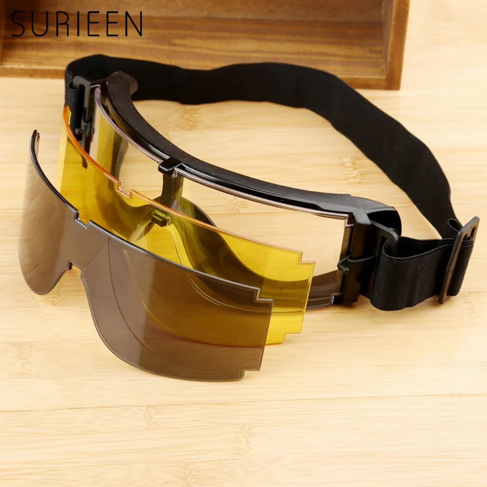 

1Set Tactical X800 GX1000 UV-400 Goggle Safety Eye Glasses Protection with 3 Colors Lens Hunting Airsoft Shooting Safety Glasses