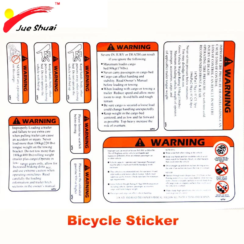 JS Warning Bicycles Stickers MTB BMX Fork Decal Cycling Sticker PVC