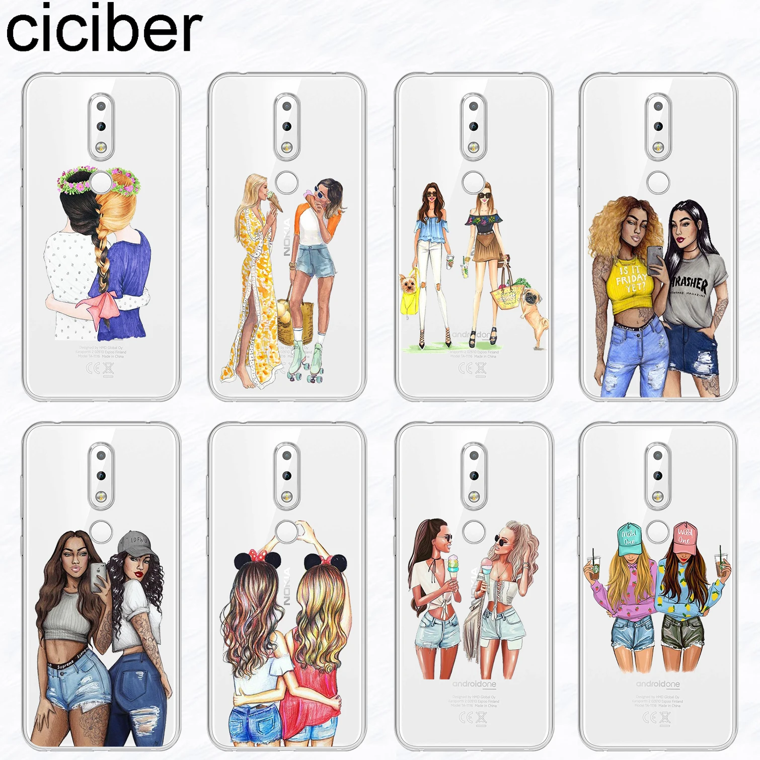

ciciber Best Friend Phone Case for Nokia 8 9 8.1 7 7.1 6 6.1 5 5.1 3 3.1 2 2.1 1 Plus Soft TPU for Nokia X6 X7 X5 X3 Funda Coque