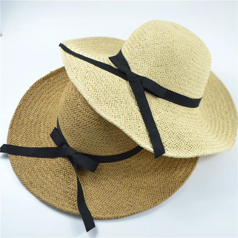 

Travel Sun Hat Female Summer Sunscreen Korean Version Fashion Caps Bowknot Wide Brim Hats Sunshade Beach Tourist Visor Cap H060