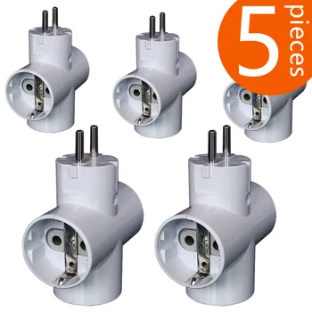 

5Pieces European Type Conversion Plug 1 TO 3 Way EU Standard Power Adapter Socket 16A Travel Plugs AC 250V