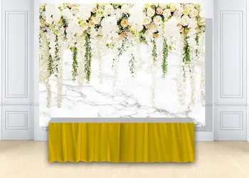 

HUAYI White marble floral flowers Backdrop for girl Birthday Party Bridal Shower wedding Photo Background banner poster w-2133