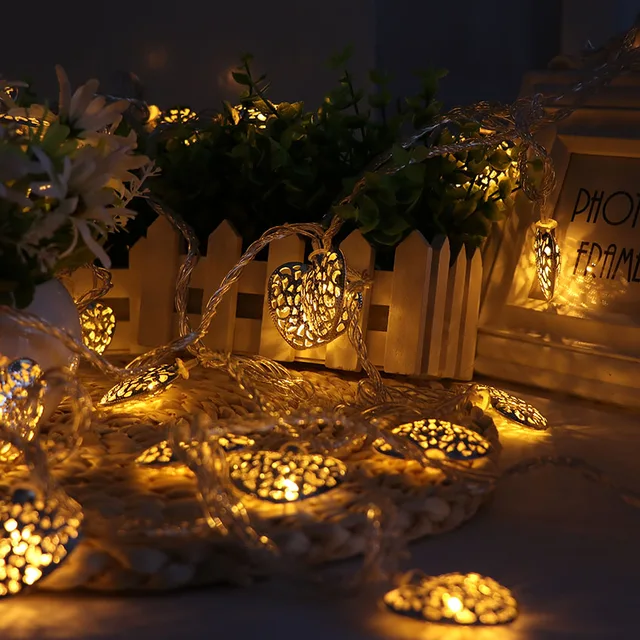 10m 38 Bulbs Iron Heart Garland Led Lights Decoration Christmas 10m 38 Bulbs Iron Heart Garland Led Lights Decoration Christmas Light String Wedding Holiday