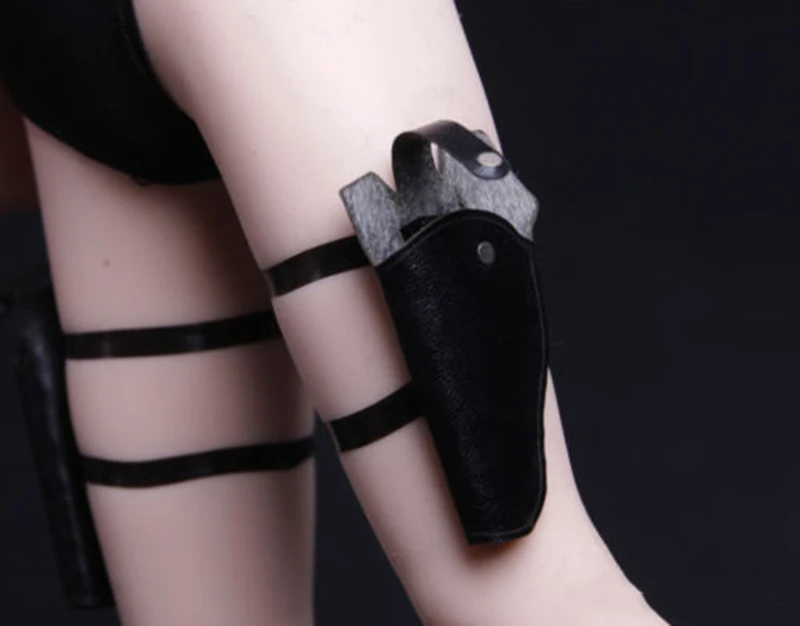 

1/6 Scale Black Gun Weapon Holster Accessory Left/Right Leggings Holster Agent