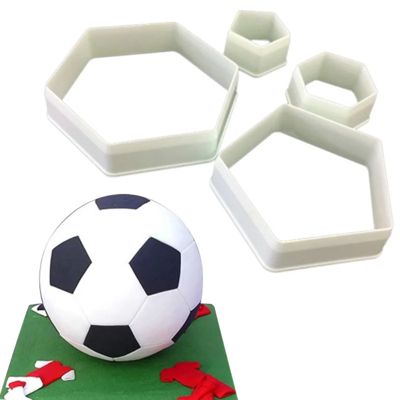 

4pc Soccer Ball Sugarcraft Footbal Plastic Fondant Cutter Cake Mold Fondant Mold Cake Decorating Tools Sugarcraft Bakeware