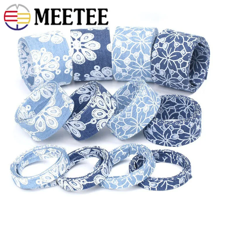 

5Meters Hollow Flowers Denim Ribbons Cowboy Jeans Grosgrain Ribbon Gift Wrapping Bowknot Webbing Hairbow Accessories DIY Crafts