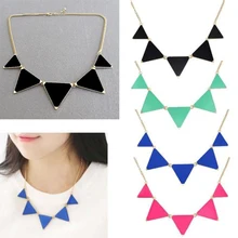 4 colorea la señora colgante encanto esmalte geométrica del triángulo suéteres collar joyeria