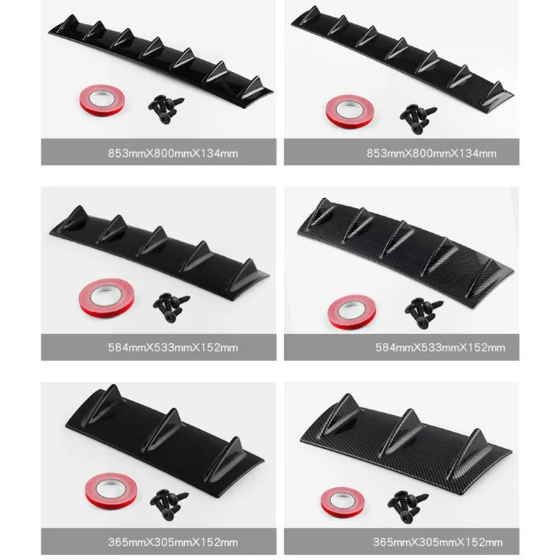 

Universal Rear Bumper Lip Diffuser 3-7 Fin Gloss Black ABS Car Diffuser Fin Shark Style Car Back Bumper Spoiler Lip Splitter