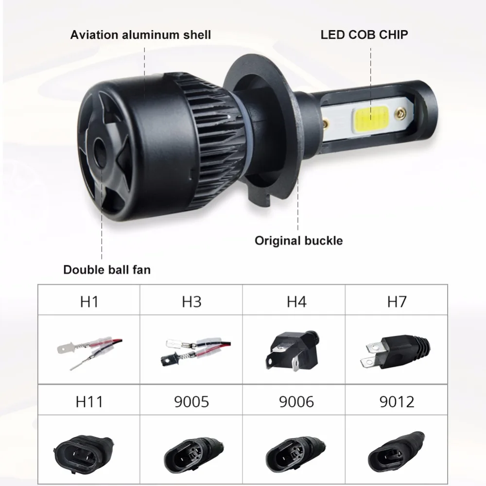 Aceersun H7 H4 светодиодный автомобильный головной светильник H4 H1 H11 9005 72 Вт мини cob чип 12 в 24 В Автомобильные фары 8000лм 6500 К 4300 К противотуманный светильник