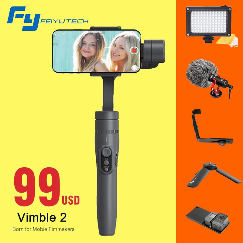 Feiyu vimble 2 смартфон 3 оси ручной карданный стабилизатор для iPhone X 8 6 7 Gopro Hero sjcam xiaomi |