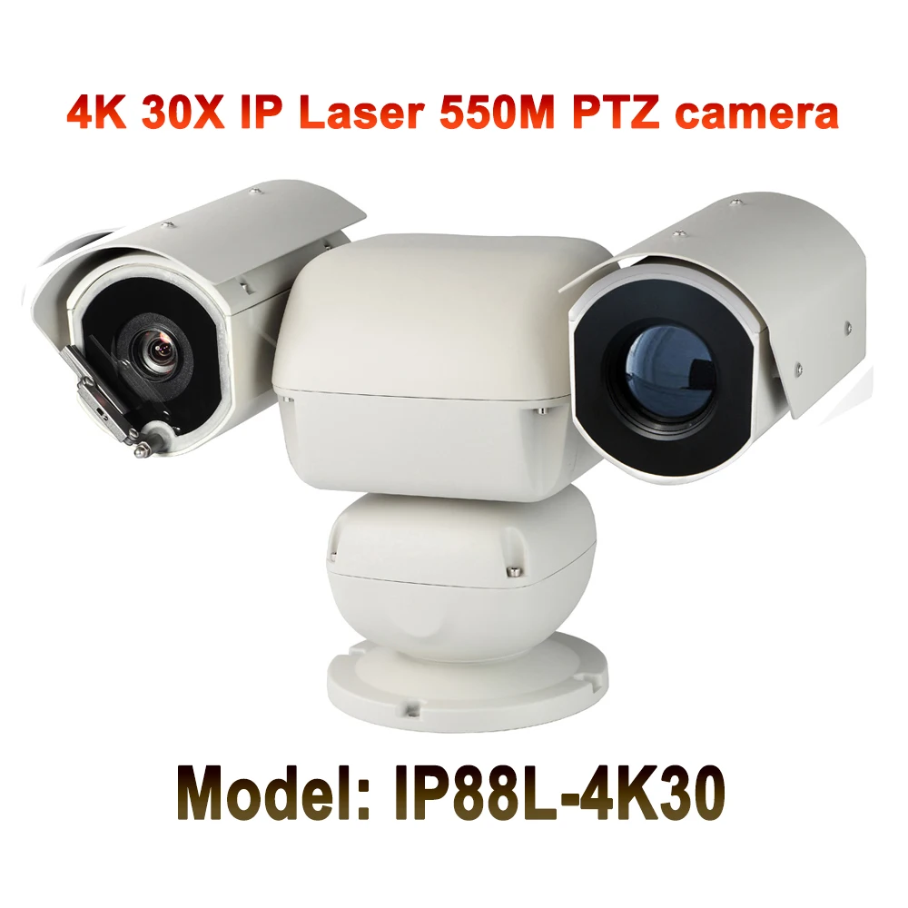 UltraHD 4K (8MP) Наружная охранная сверхмощная Видео Аудио PTZ IP камера 3840x2160 Лазерная ИК