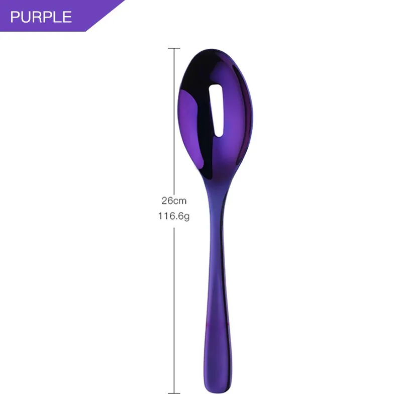 Purple-C Нержавеющая сталь салат сервер ложки вилка 10 дюймов Большая посуда сервировочный дуршлаг кухонные гаджеты Отель Ресторан инструменты - Цвет: Purple-C