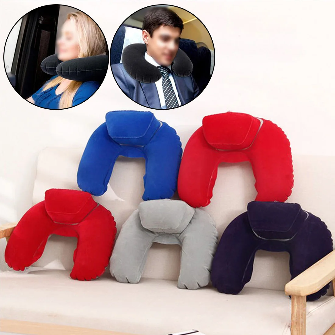 

New U-shaped memory foam neck pillow car breathable travel pillow solid neck medical portable nap rest neck flock pillowcase