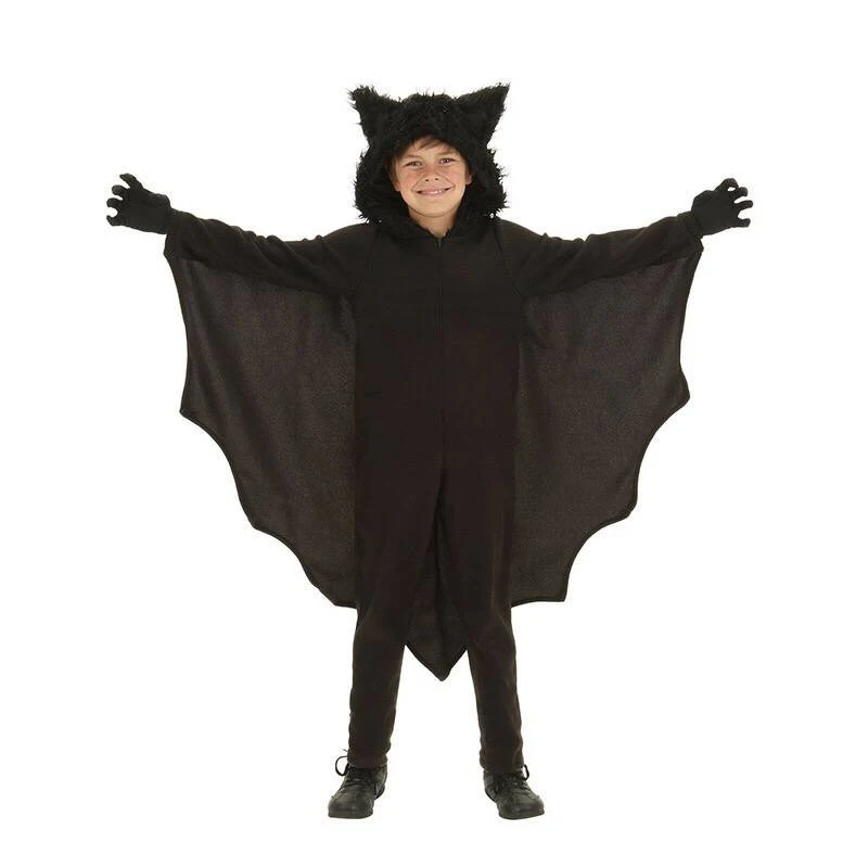 

Child Animal Cosplay Cute Bat Costume Kids Halloween Costumes for Girls Black Jumpsuit Connect Wings Bat Clothes