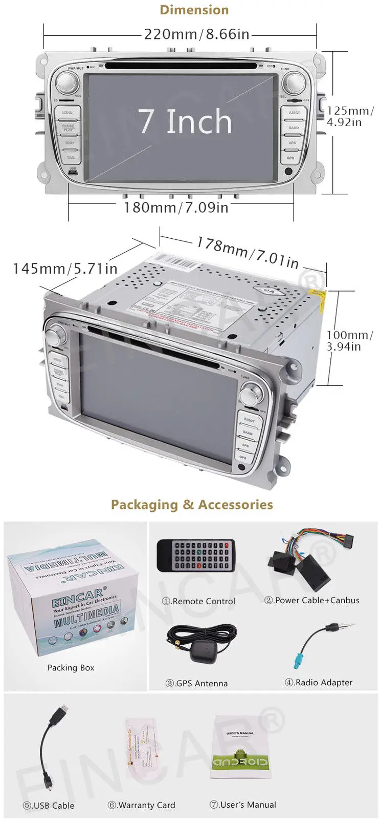 Best Android 6.0 Car DVD Player GPS Navigation Car Stereo for FORD MONDEO FOCUS S-MAX 14