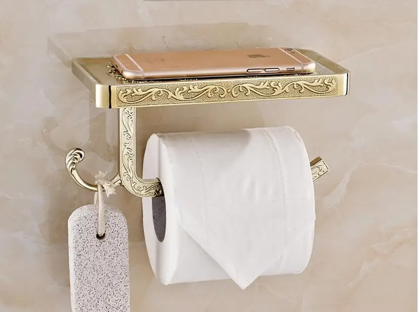 Полки для ванной комнаты Античная/хромированная/белая резьба туалетная бумага стойка с телефоном Полка Настенная Ванная бумага держатель
