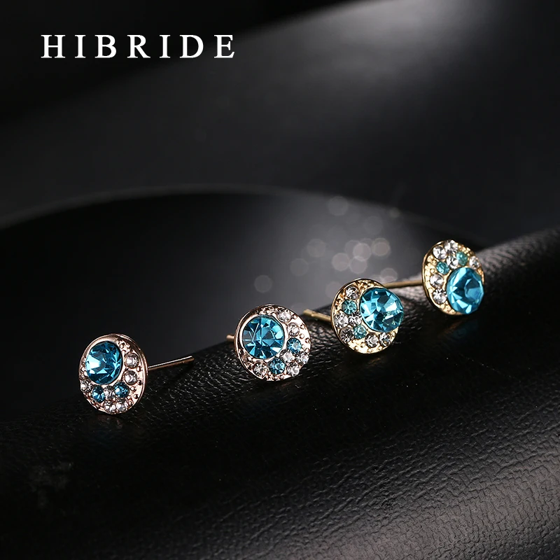 Новые модные серьги гвоздики HIBRIDE с зеленым кубическим цирконием класса ААА