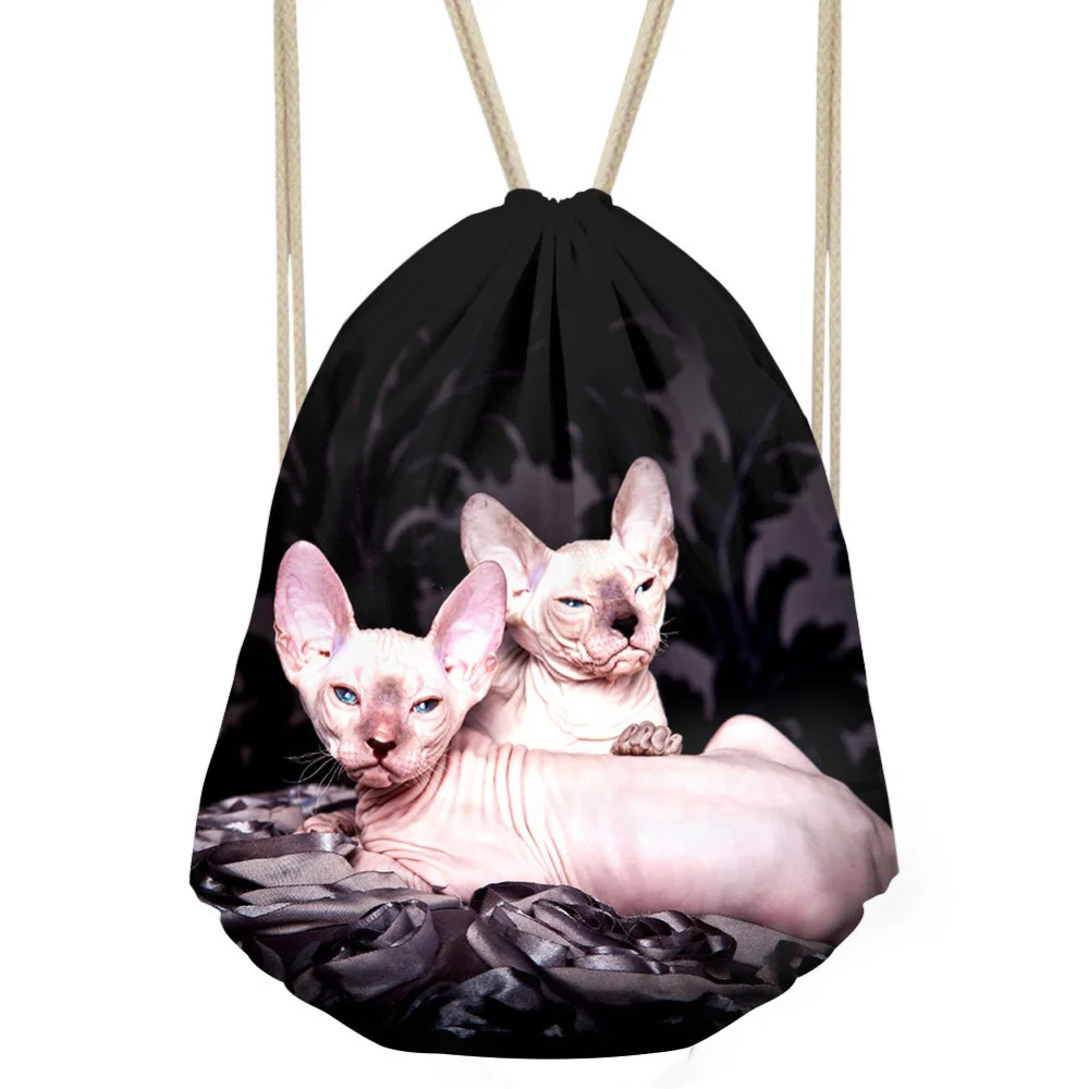 Шумный конструкции 3D котенок кошки рюкзак печатные полиэстер мешки Drawstring StylishSchool сумки рюкзак для подростков шоппер