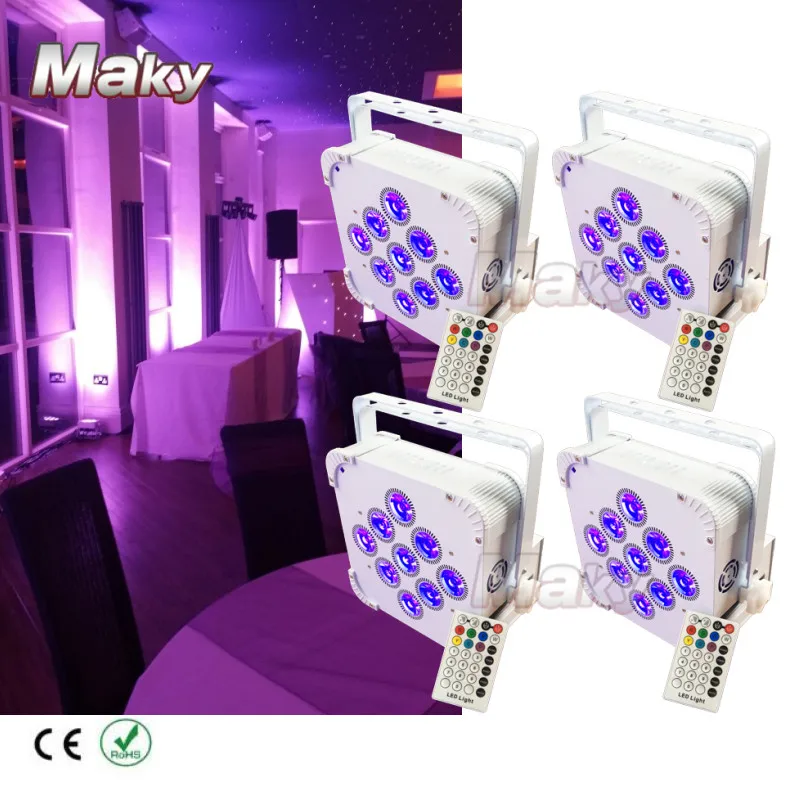 4 упак. коробка 9*18 Вт RGBWA УФ Цвет смешивания 6in1 Беспроводной DMX плоским