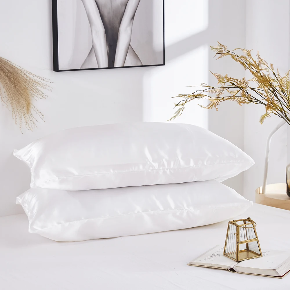 

Pillow Covers Silk Satin Pillowcase Comfortable Pure Emulation Pillow Cover Pillowcase For Bed Throw Single D30