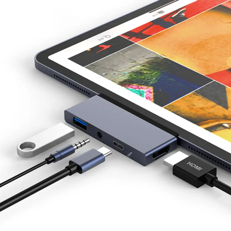 EASYA USB C концентратор док-станция Thunderbolt 3 адаптер с PD HDMI USB 3,0 Jack 3,5 мм наушники для iPad Pro Macbook Pro/Air type-C