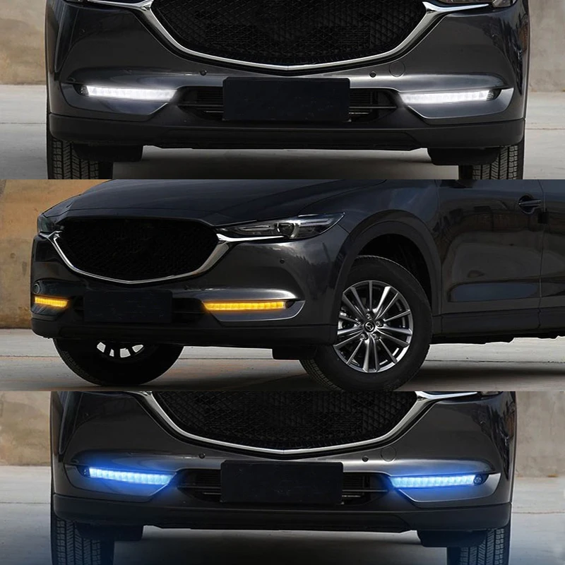 Светодиодный дневной светильник для Mazda CX-5 CX5 DRL авто-Стайлинг Дневной светильник с желтым сигналом поворота светильник Водонепроницаемый противотуманного фонаря