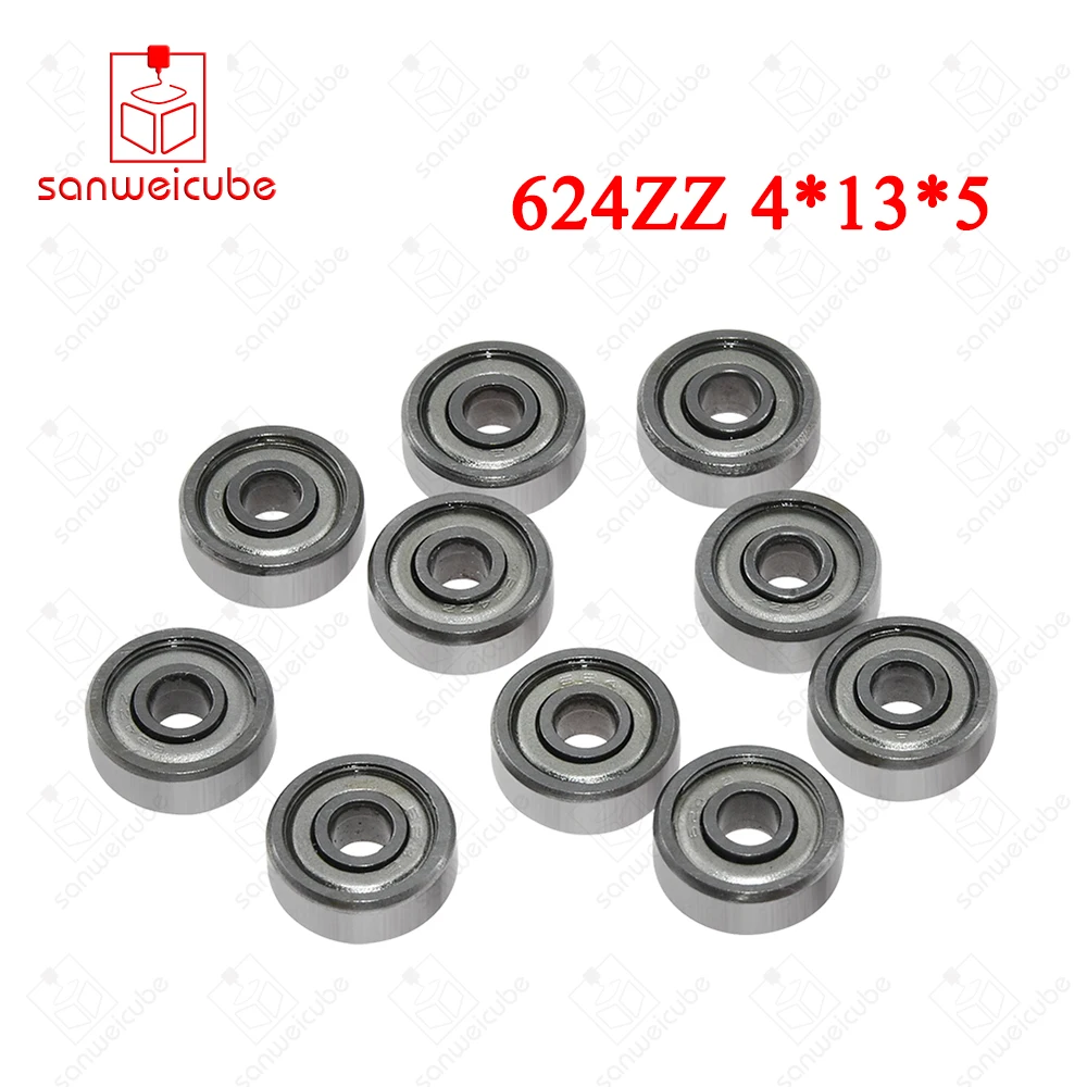 

10pcs/lot 624ZZ Chrome Steel Bearing 4*13*5mm Single Row 624ZZ Deep Groove Ball Bearing Ball For 3D Printer part Bearing