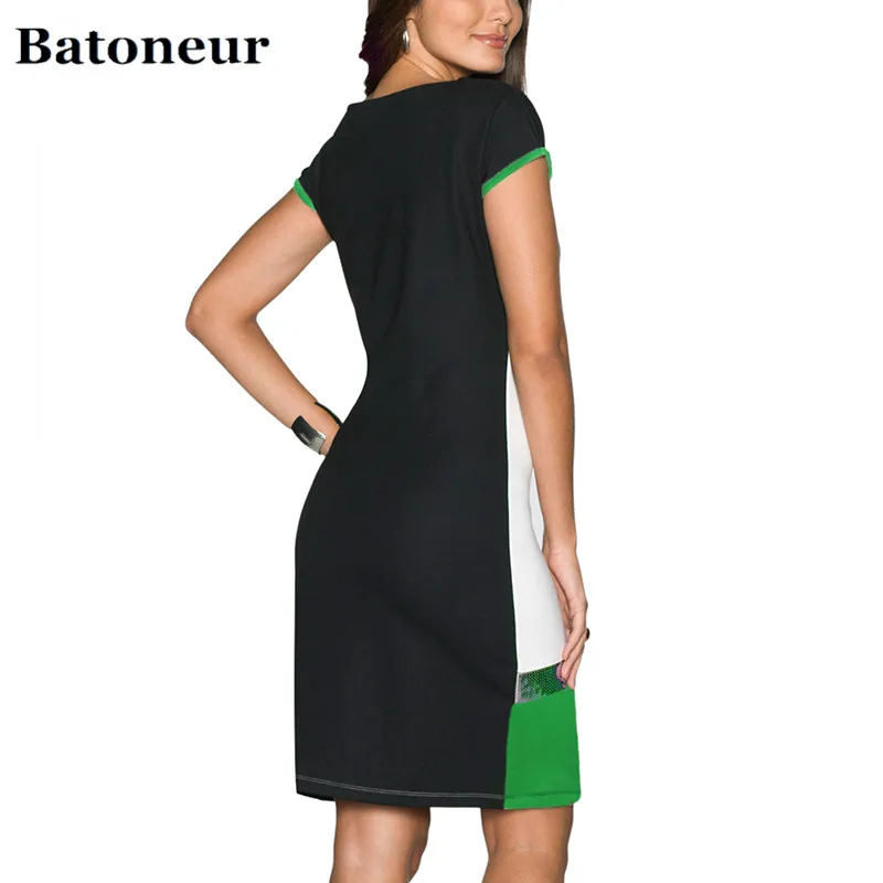Ruiyige-2018-Women-Daily-Shift-Dress-Summer-O-Neck-Pacthwork-Vestidos-Sheath-Contrast-Sequined-Midi-Robes (5)