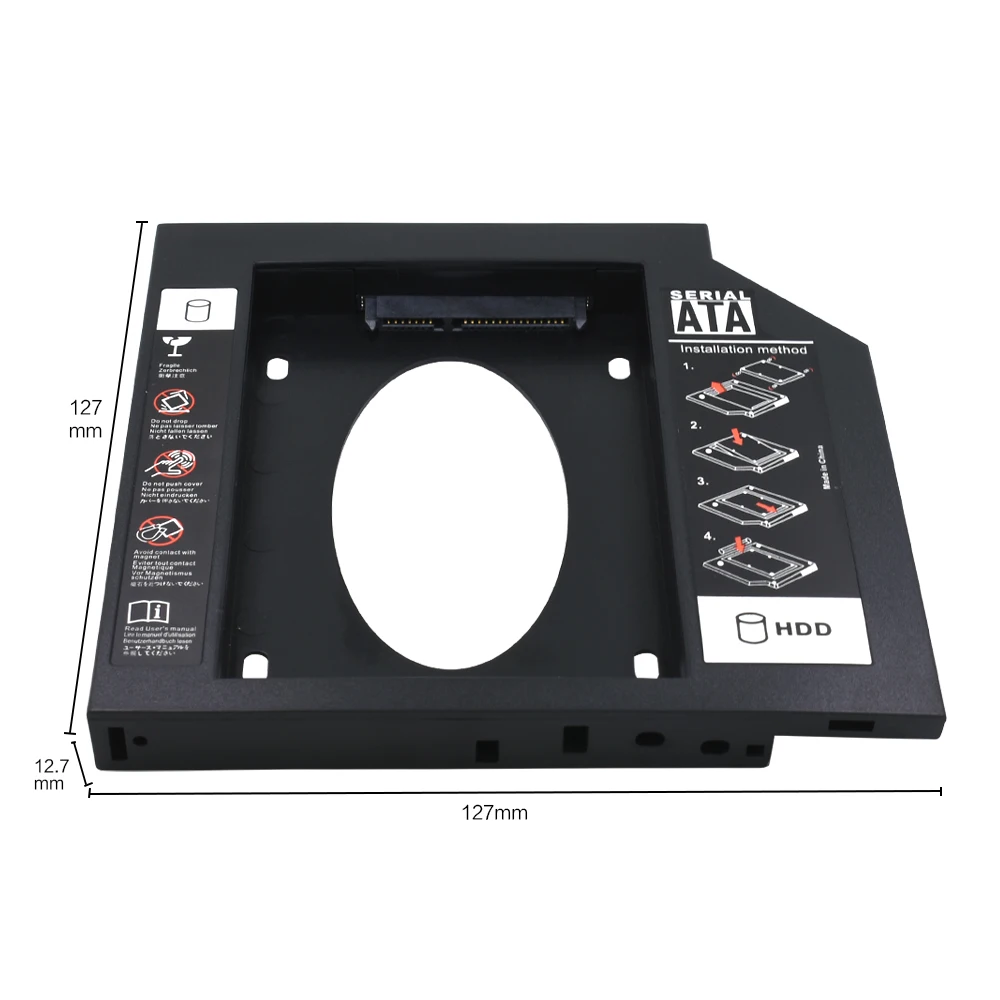 TISHRIC пластиковый 2nd Second HDD Caddy 12,7 мм SATA 3,0 Optibay 2,5 ''SSD DVD CD-ROM адаптер чехол для жесткого диска