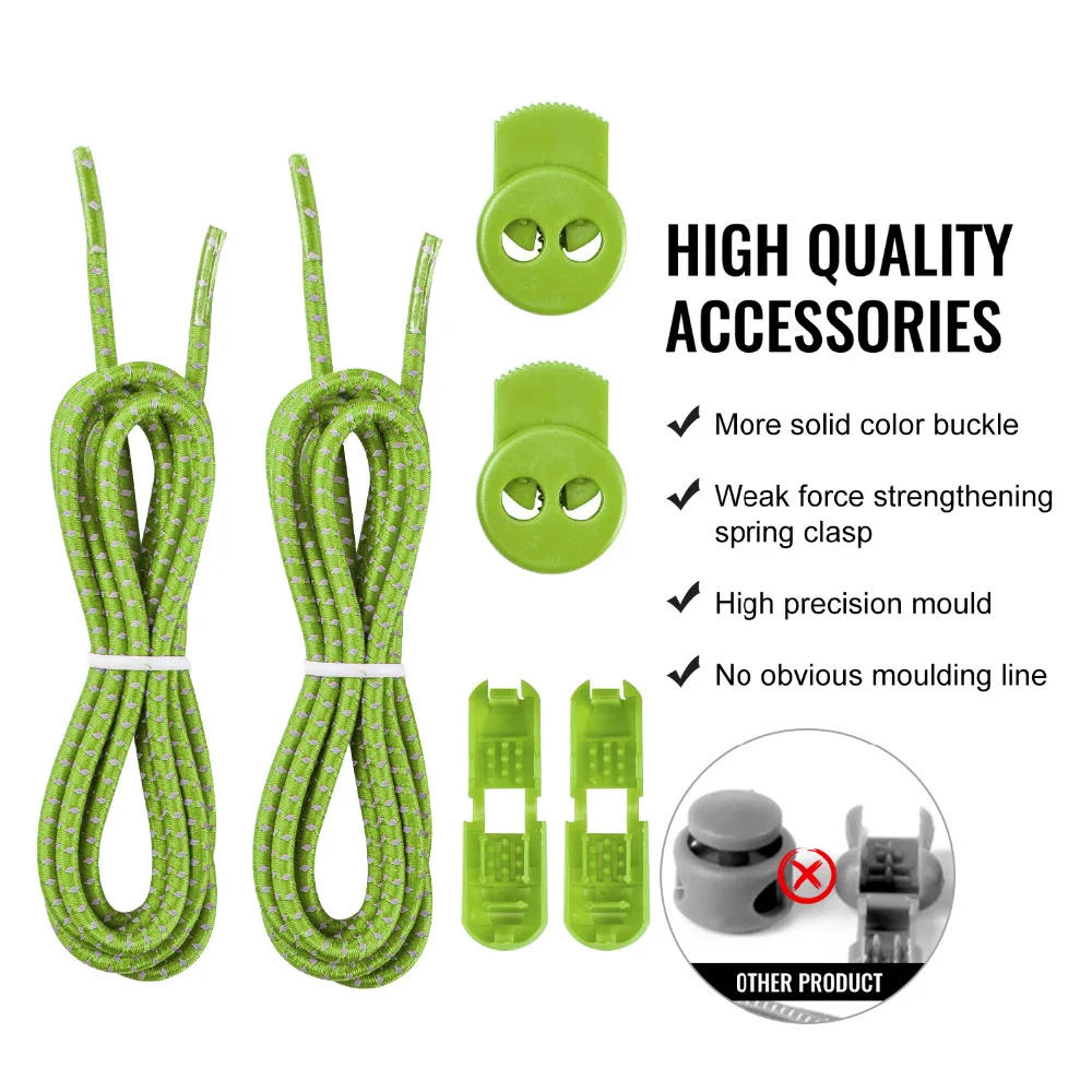 Reflective Lock lace 6 colors a pair Of Locking Shoe Laces Elastic Sneaker Shoelaces Shoestrings Running/Jogging/Triathlon