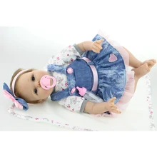 NPK 55cm Soft Silicone Reborn Doll Newborn Baby Girl Real Lifelike  Living Doll Simulation Kid Sleeping Playmate Toys Girl Gift