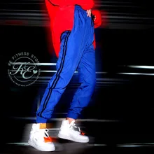 KE Pantalon azul rojo negro ancho a rallas suelto хипстерские спортивные штаны для тренажерного зала фитнес-Штаны спортивные штаны Высокая талия уличная