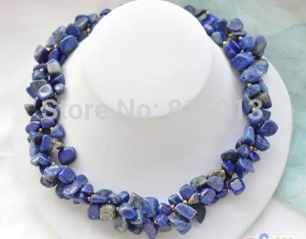 

ddh001517 3row 17" blue massive lapis lazuli necklace