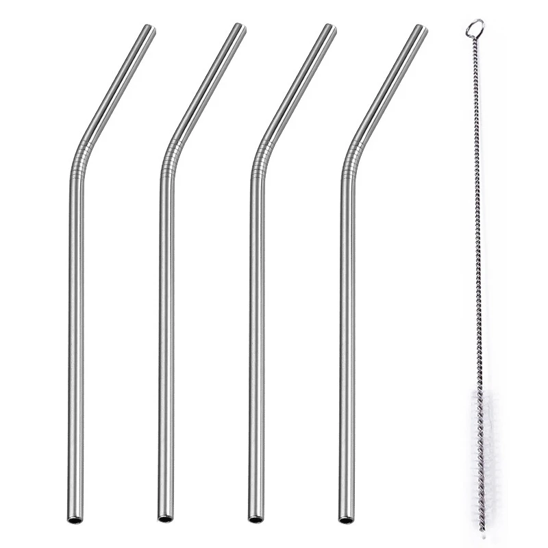 Eco-Friendly Reusable Stainless Steel Drinking Straw Set with Cleaner and Carrying Case