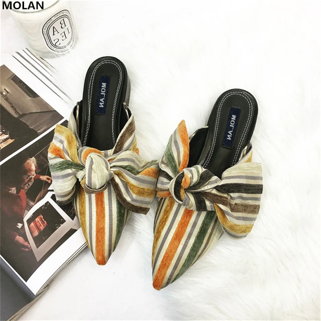 MOLAN Brand 2018 Spring Sweet Big Butterfly Colorful Slippers Woman Shoes Slip On Lady Slides Loafers Mules Flip Flops Casual