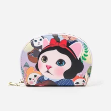 2019 New Cute Cat Half Moon Shape Small Coin Purse Girl Favorite Organ Bag High Quality Mini Wallet Card Holder Ladies Bags short cute cartoon snow cat women s wallet coin purse high quality trifold bags for teenagers girl female ladies clutch card bag