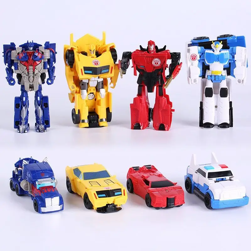 

6 pcs / lot Baby Toy Cars Children Model Mini Car Inertia Toy Vehicles Transformation Robot Figure Roll Anti-Slip