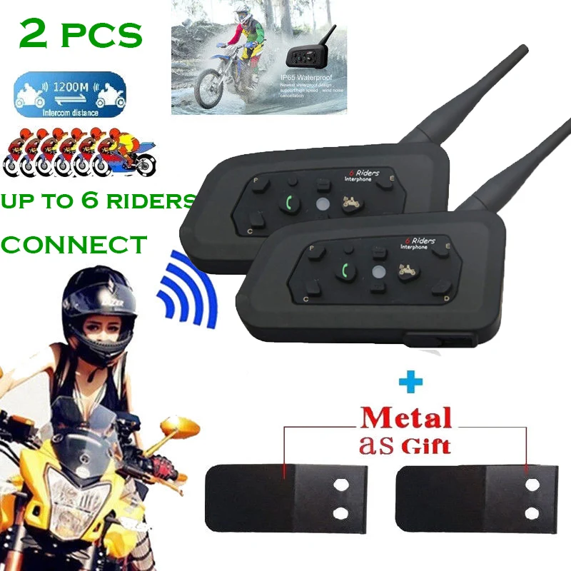 Waterproof BT Motorcycle Helmet Interphone Headsets For 6