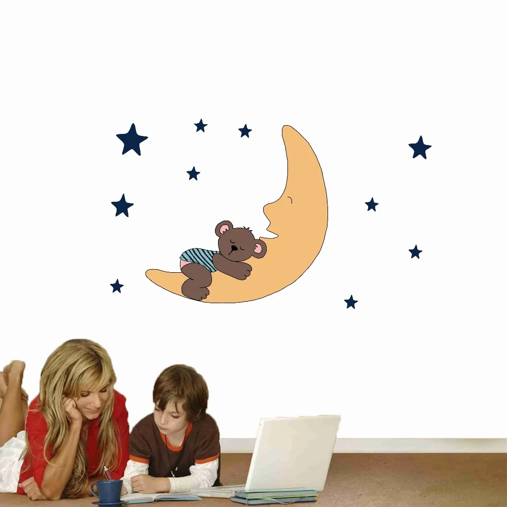 cute cartoon animal wall sticker smile face (2)