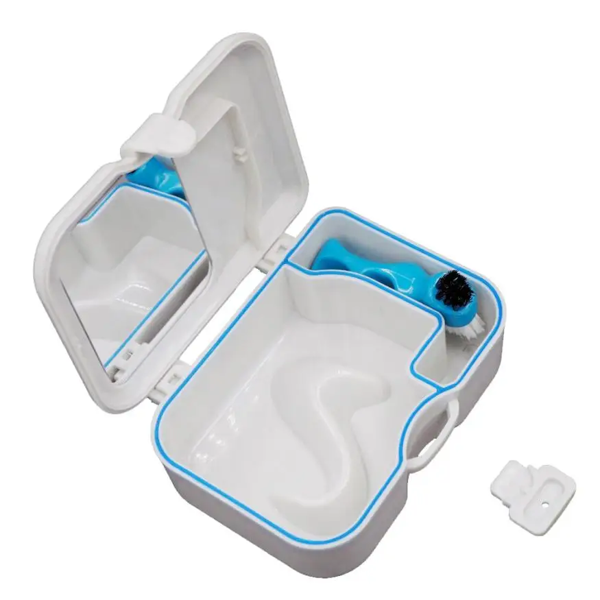 Пластиковый ящик для хранения, Модный чехол для зубных протезов, контейнер, стоматологическая ложная коробка для хранения зубов с зеркалом и чистящей щеткой, стоматологический прибор - Цвет: White