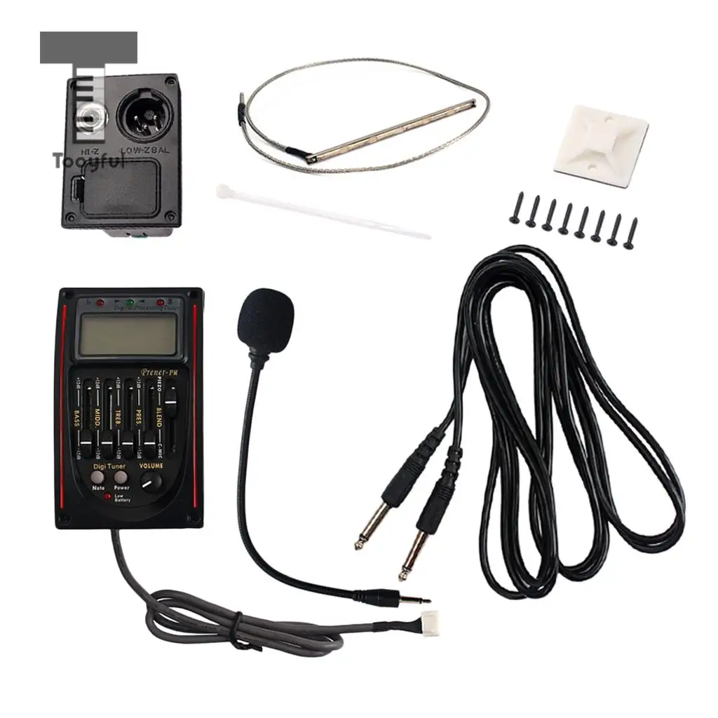 Tooyful 5-Band EQ Equalizer Preamp Pickup LCD Tuner with Microphone Set LC-5 for Acoustic/Classical Guitar Replacement Parts