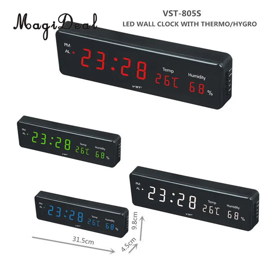 LED Digital Alarm Clock Desk Table Weather Station Desk Temperature Hygrometer Electronic Clock EU Plug